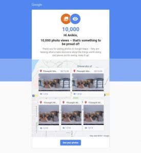 Google Sent a Congratulatory Email on 10,000 views of our Street View Photos